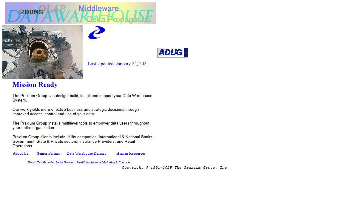 The Praxium Group. Data Warehouse Solutions.