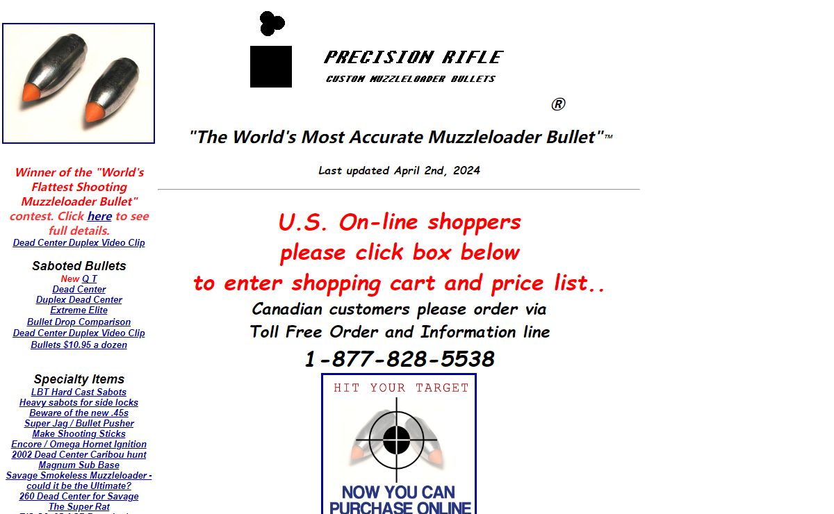 Precision Rifle Home - the world's most innovative Muzzleloader Bullets