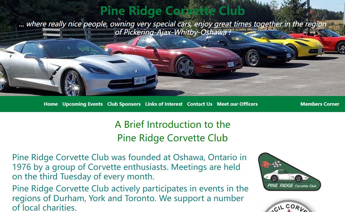 Pine Ridge Corvette Club Pickering Whitby Ajax Toronto