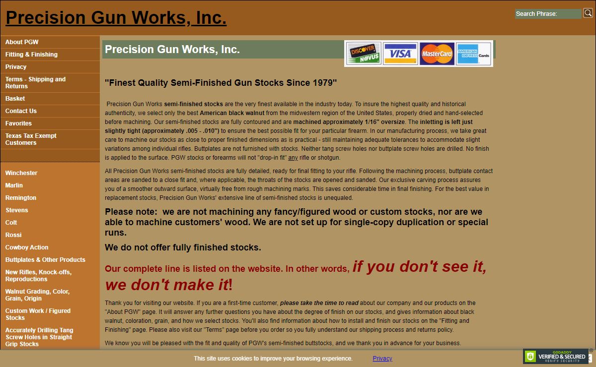 Precision Gun Works Semi-Finished Rifle Stocks