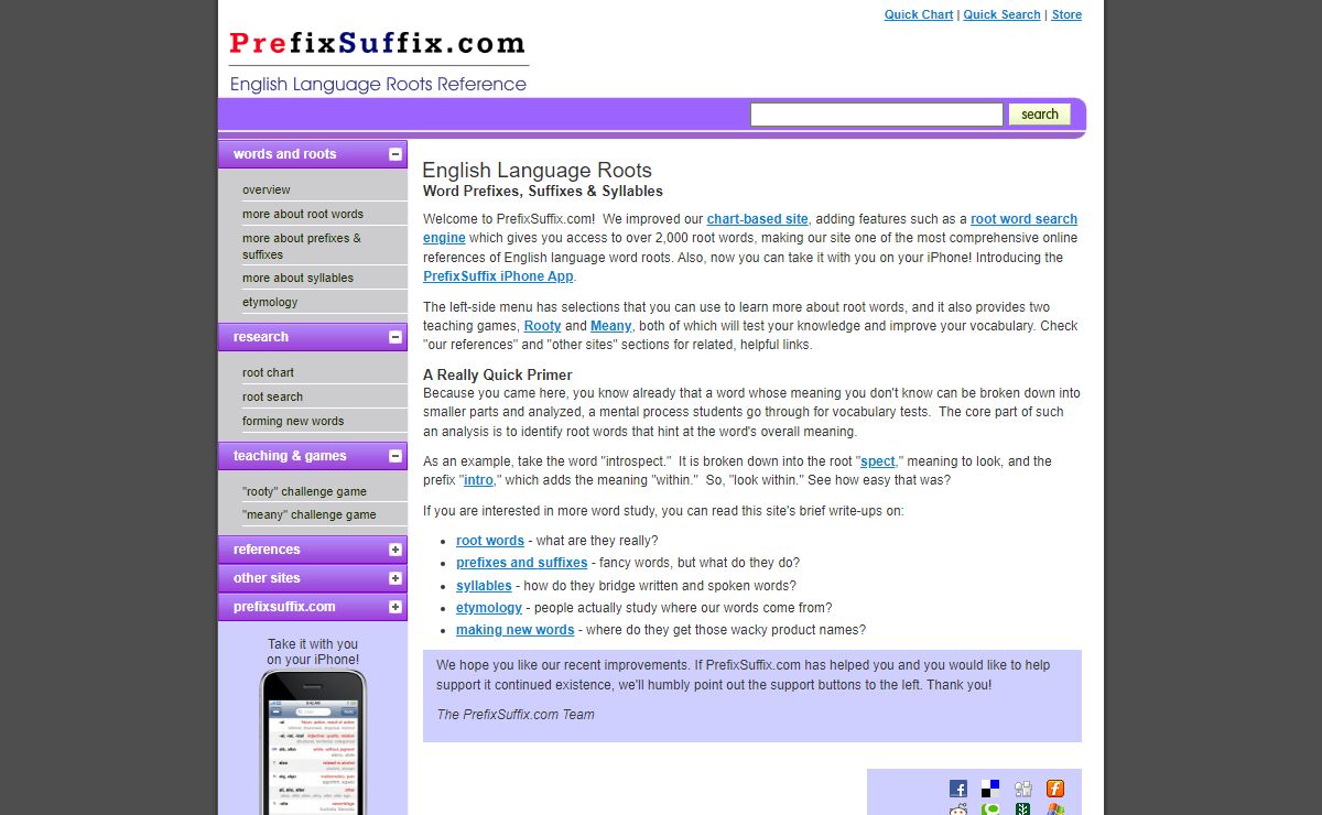 English Language Roots - Prefixes, Suffixes & Syllables - PrefixSuffix.com