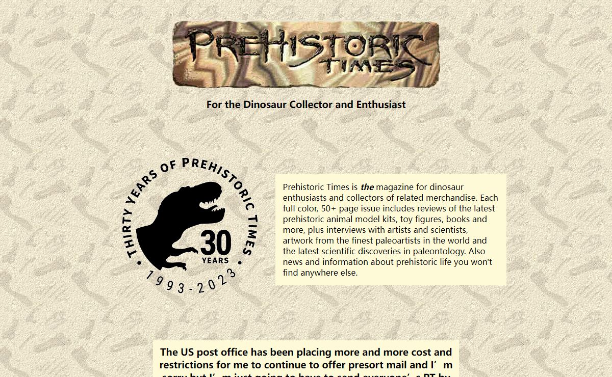 Prehistoric Times Magazine Home Page
