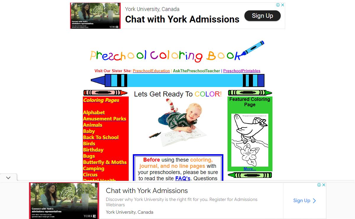 Preschool Coloring Book: Let's Get Ready To Color
