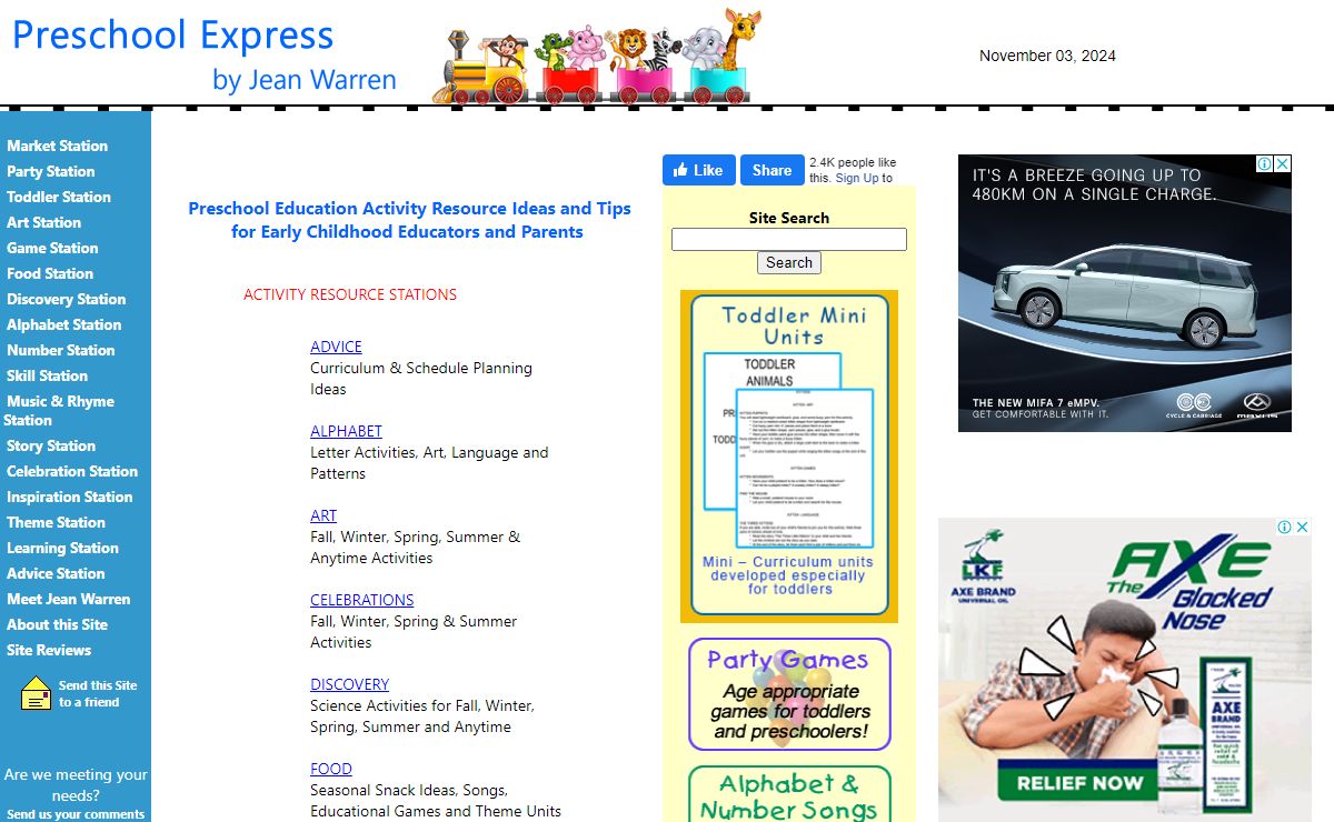 Preschool Express by Jean Warren: Preschool Lesson Plans and Theme Lesson Plans, preschool activities, games, songs, crafts, art, music, learning, skills, stories and patterns.