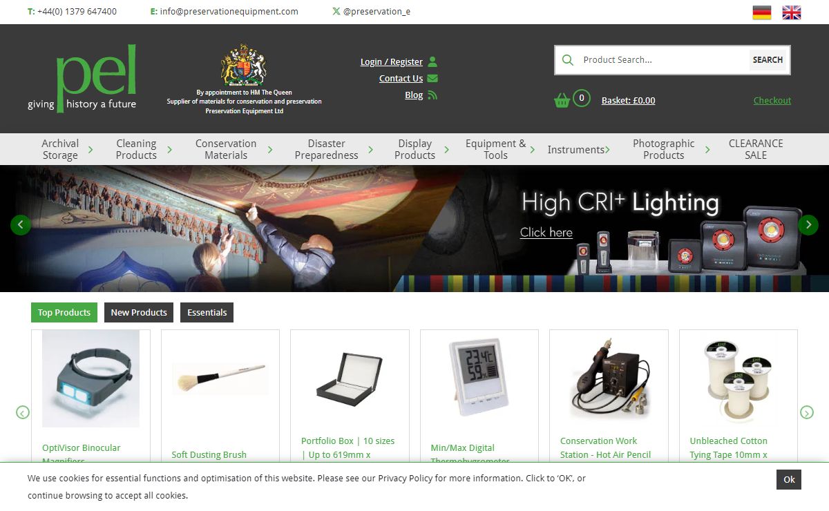 Preservation Equipment Ltd - Archival and conservation products and supplies for museums, galleries, libraries and archives - Preservation Equipment Ltd