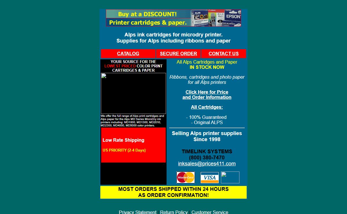 Alps ink cartridges and Alps paper supplies for Alps Microdry series printers