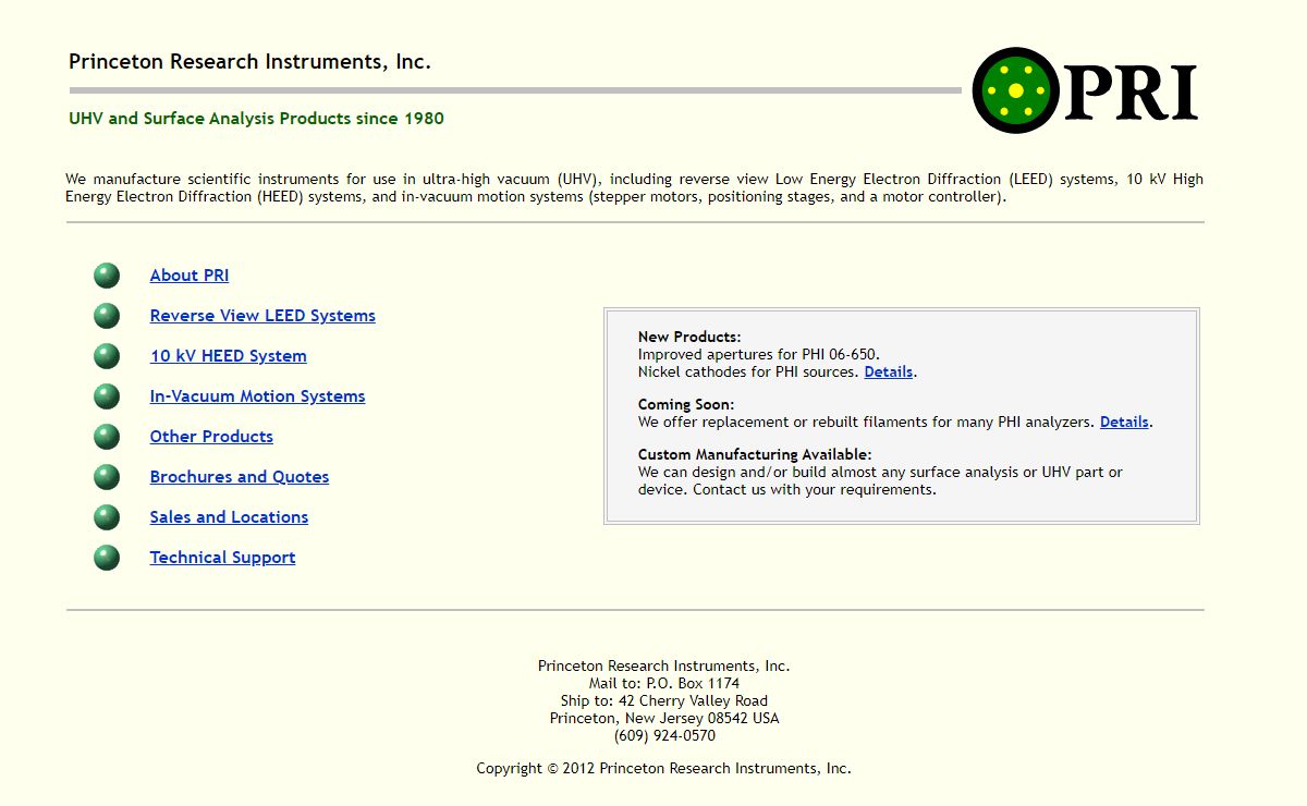 Princeton Research Instruments Home Page