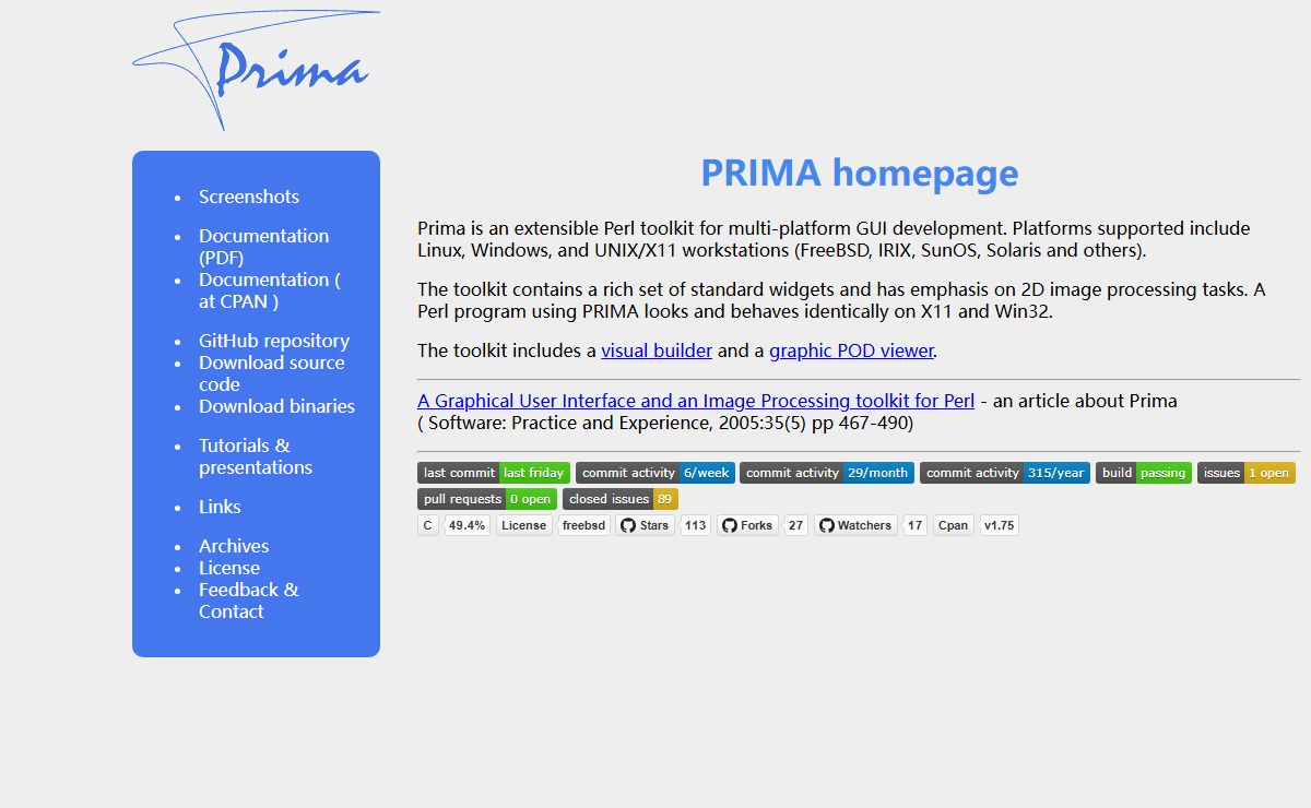 PRIMA homepage