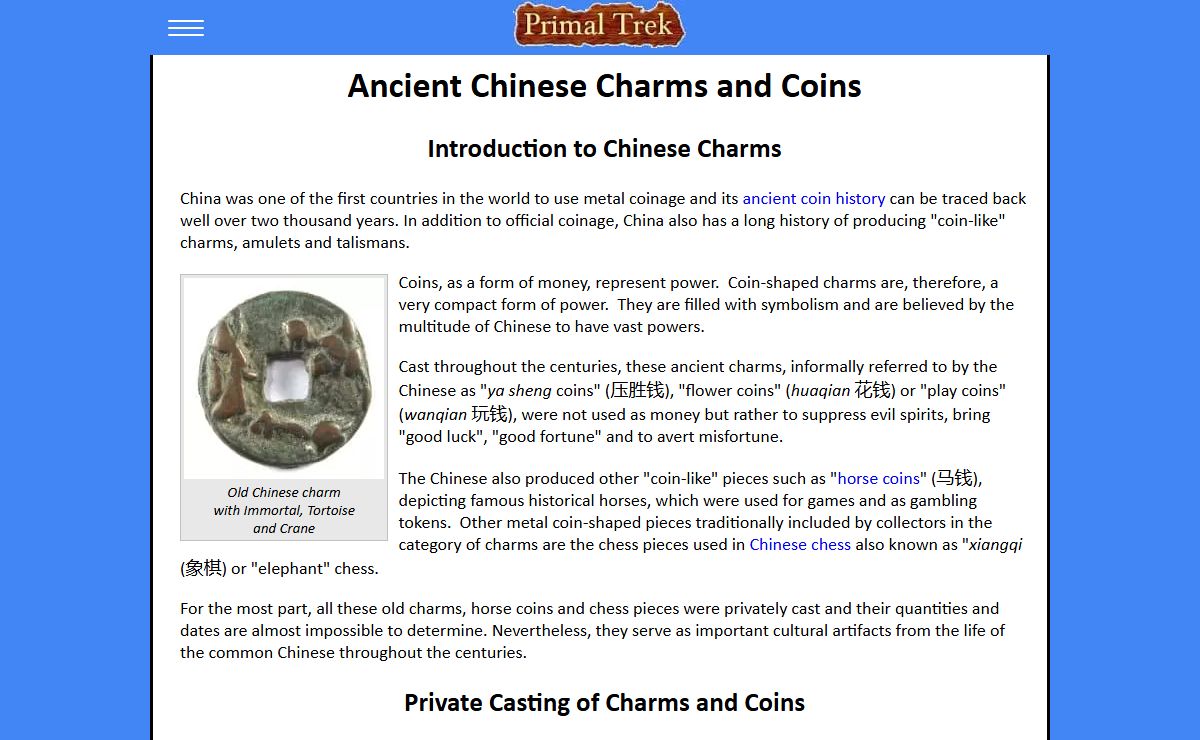 Ancient Chinese Charms and Coins