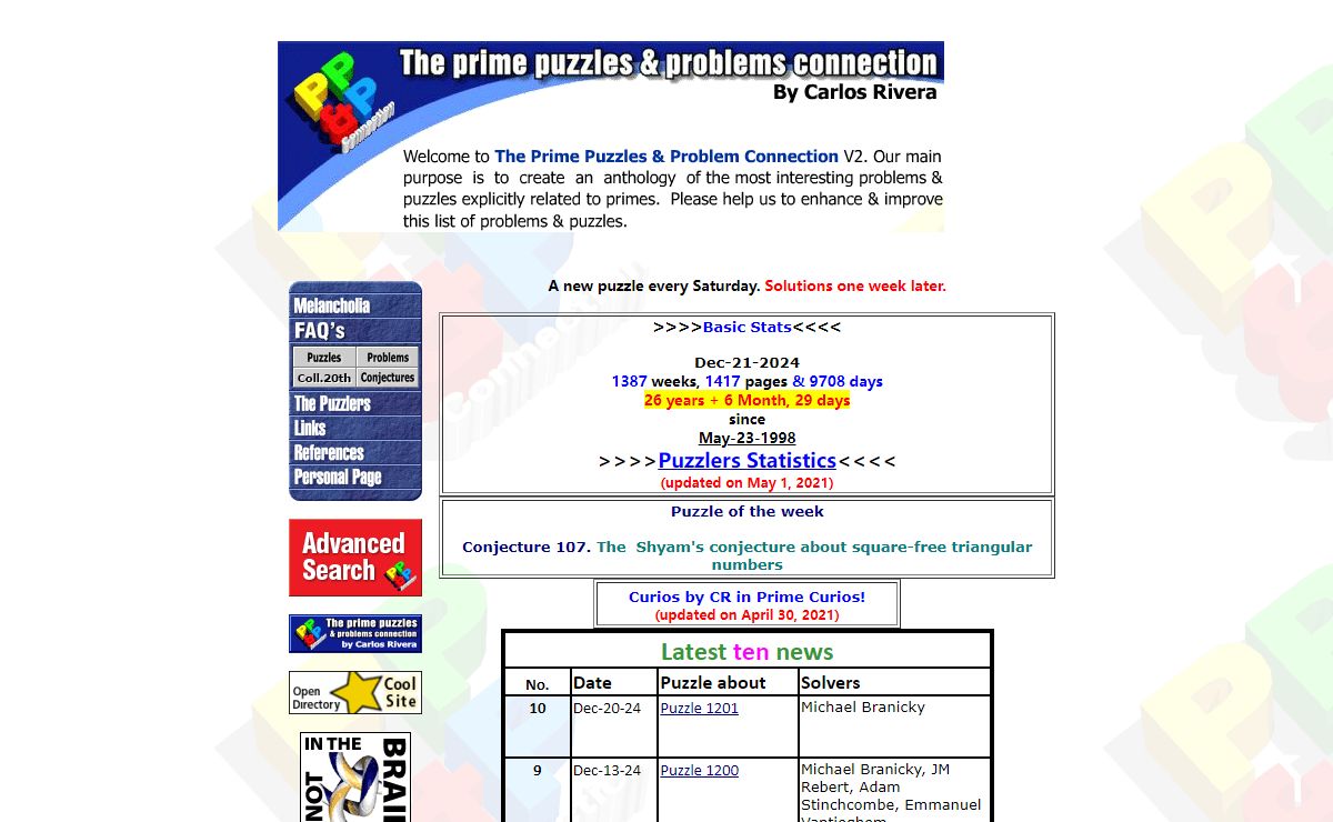 The Prime Puzzles & Problems Connection, by Carlos Rivera