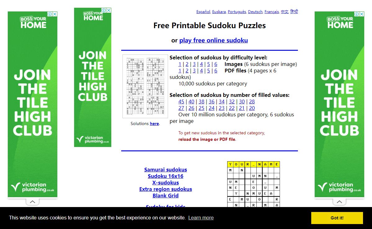 Free Printable Sudoku Puzzles