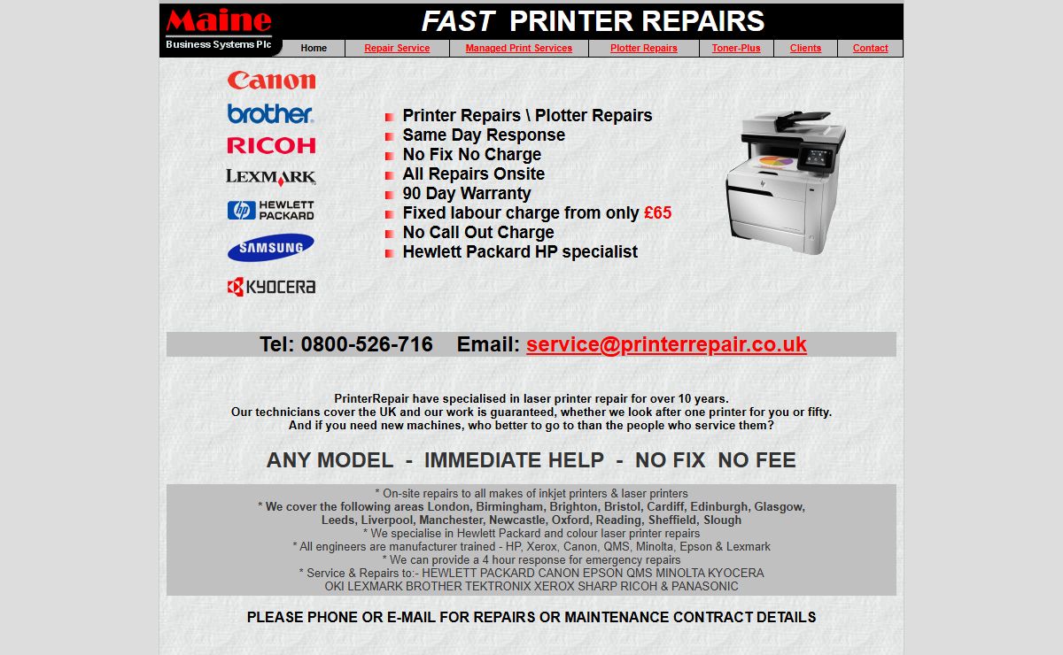 Printer Repairs Call 0800 526 716 - UK Wide Support For HP | Brother | Canon | Lexmark | Ricoh | Samsung | Xerox | Printer Repair UK.