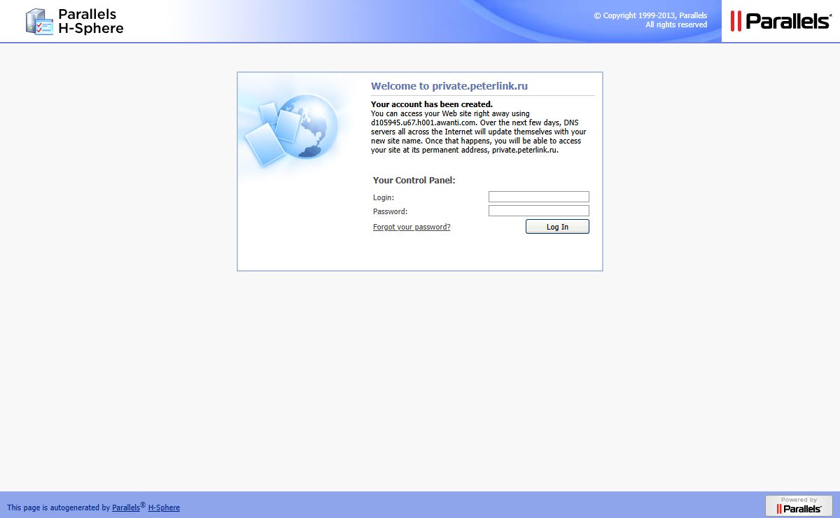 Parallels H-Sphere private.peterlink.ru