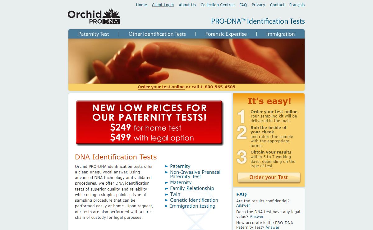 Orchid PRO-DNA Paternity and Identification Tests - Paternity Test, DNA Test, Canada