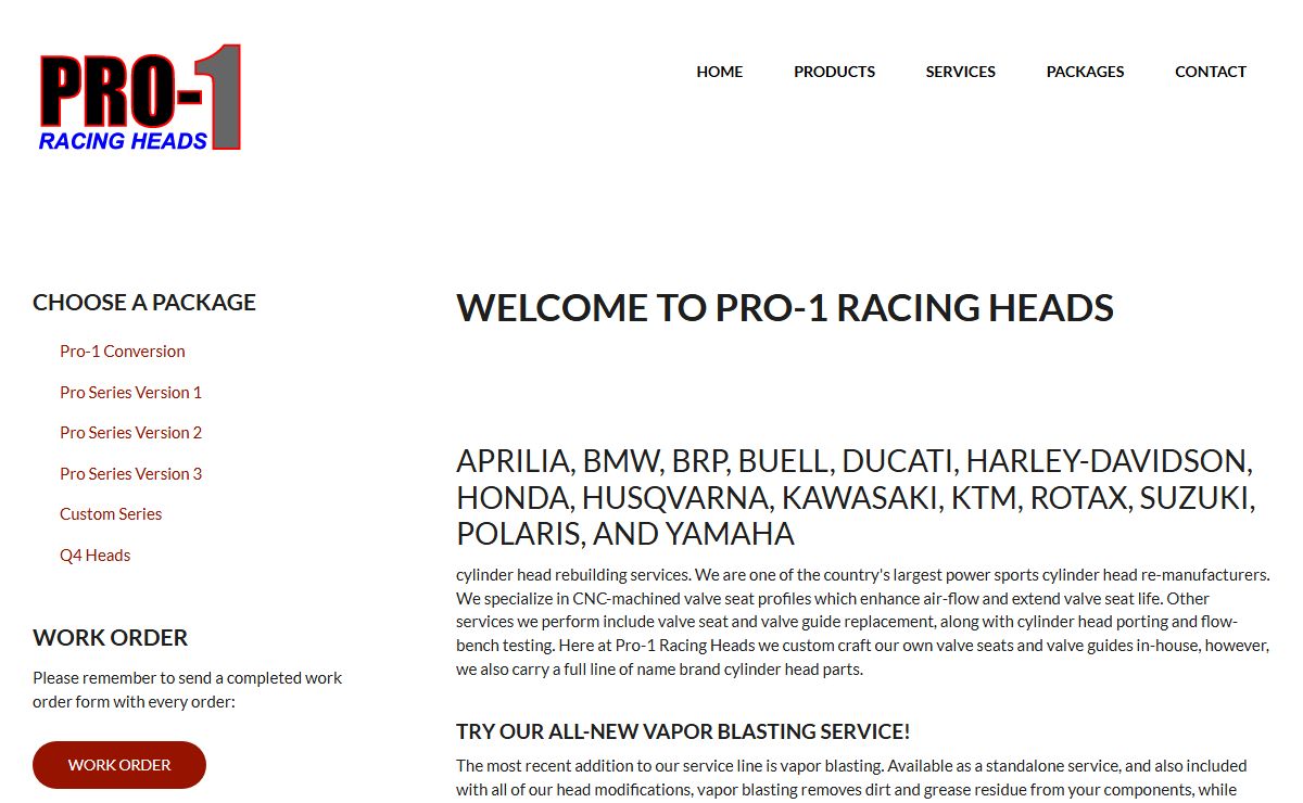 Welcome to Pro-1 Racing Heads | Pro-1 Racing Heads