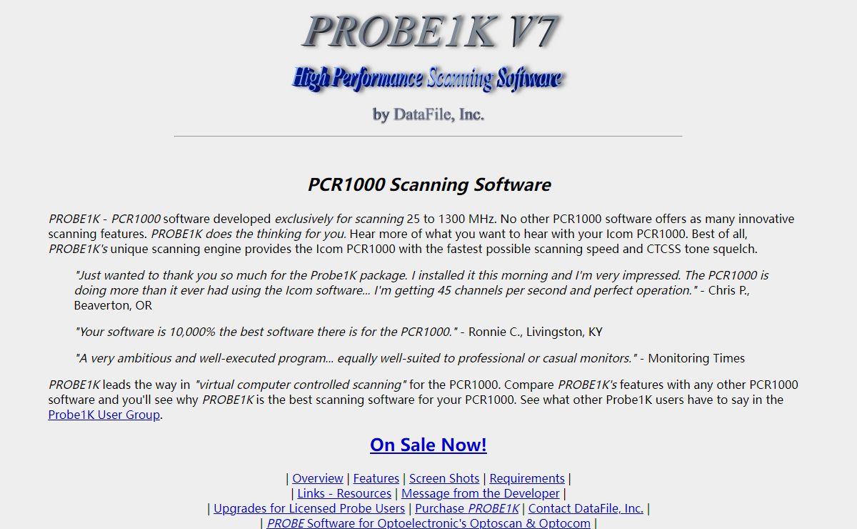 PCR1000 Software - Probe1K Scanning Software for Icom IC PCR1000
