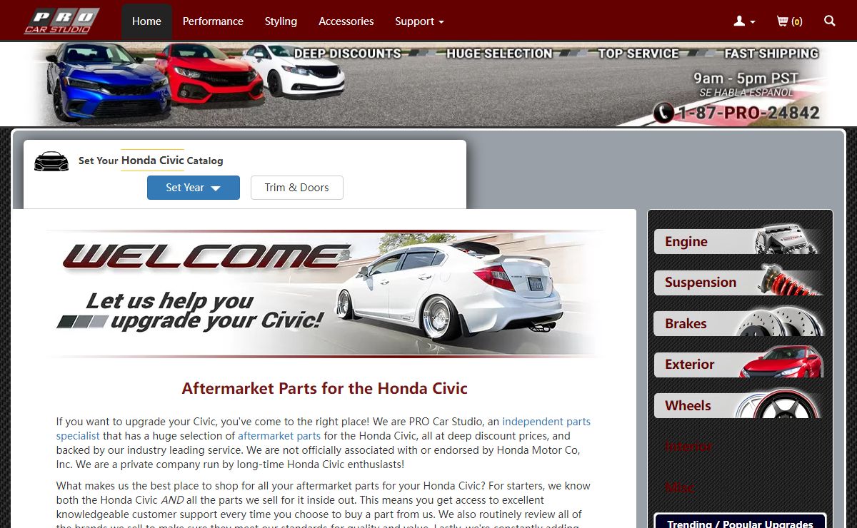Parts for Honda Civic - Aftermarket - PRO Car Studio