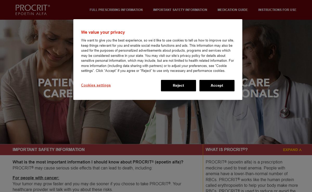 PROCRIT® (epoetin alpha) For the Treatment of Certain Types of Anemia