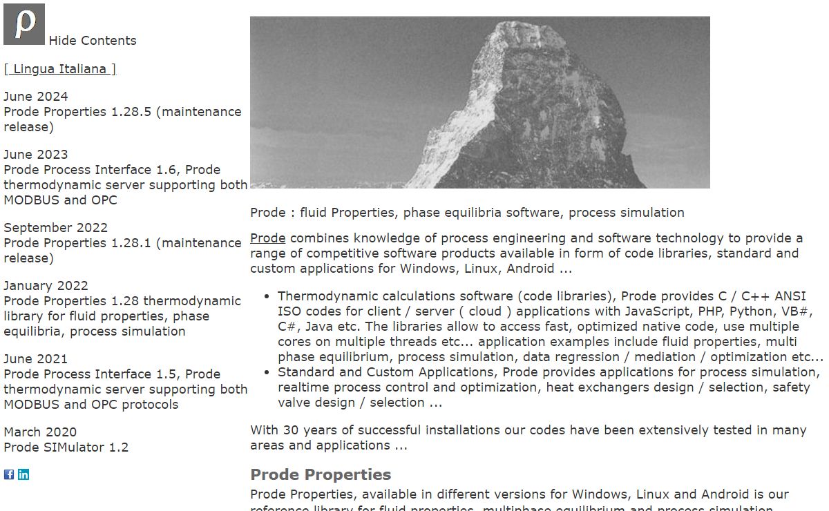 Fluid Properties, phase equilibria software, process simulation