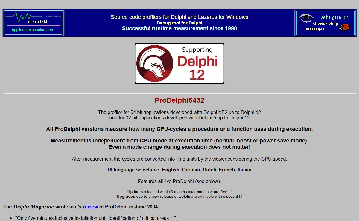 Delphi profiler and Delphi debug terminal