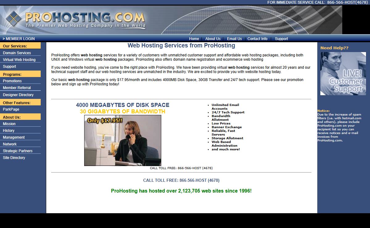 Web Hosting - ProHosting.com - The Premier Web Hosting Company