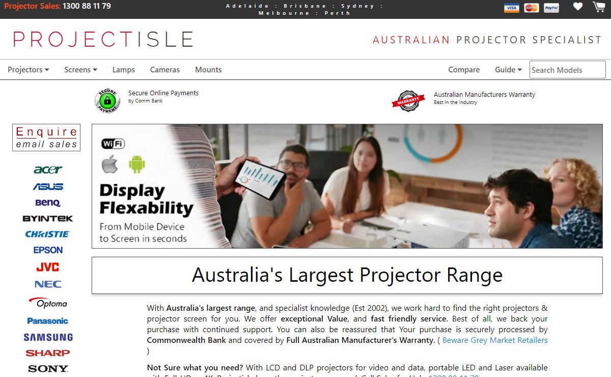 Projectors & Projector Screens | Projectisle.com.au