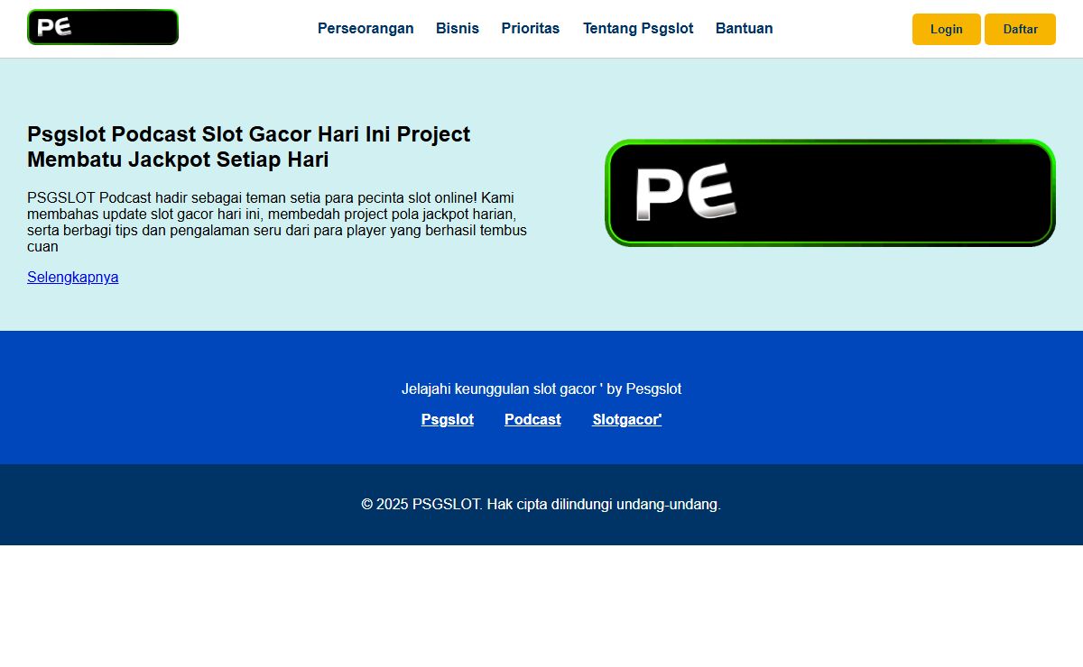 Psgslot Podcast Slot Gacor Hari Ini Project Membatu Jackpot Setiap Hari