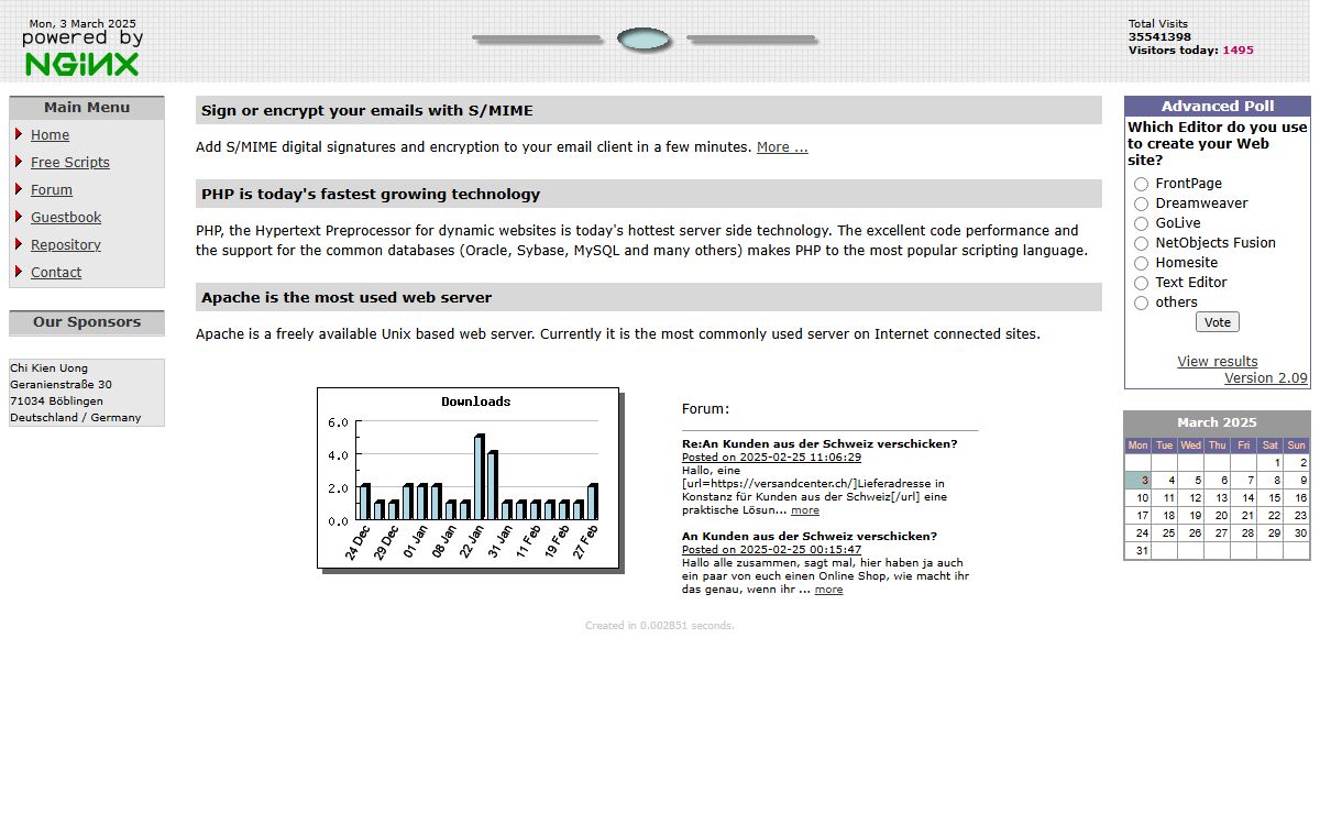 Free php and perl script page