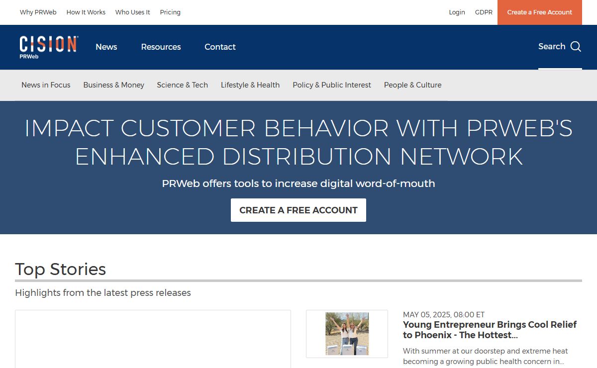 Online Press Release Distribution Service | PRWeb