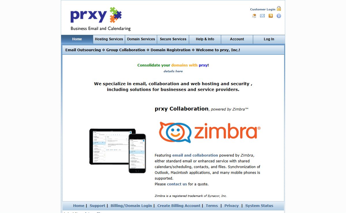 prxy, Inc. ◊ Email Outsourcing ◊ Group Collaboration ◊ Domain Registration