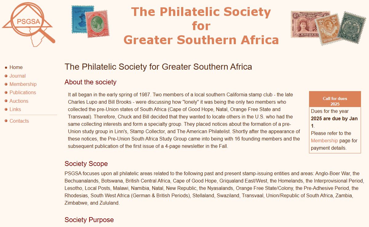 PSGSA - The Philatelic Society of Greater Southern Africa