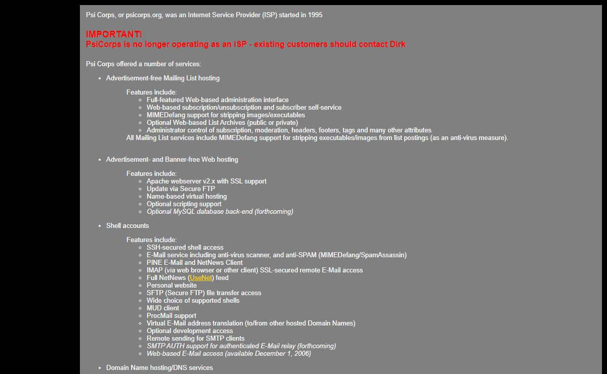 Psi Corps - Hosting Services