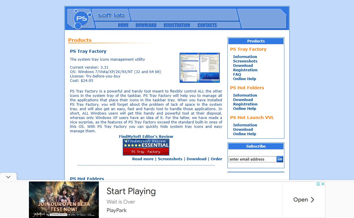 PS Tray Factory - system tray icons management utility by PS Soft Lab.