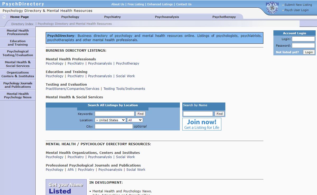 Psych!Directory: Psychology Directory & Mental Health Resources