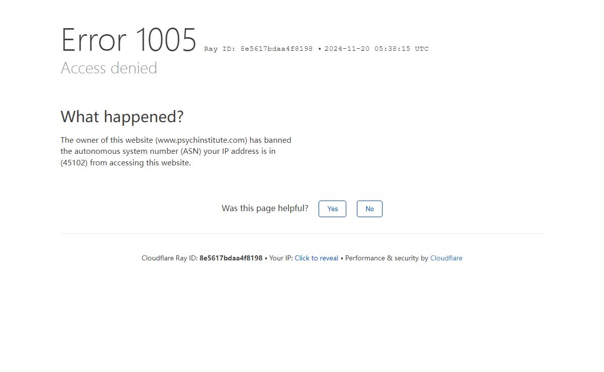 Access denied | www.psychinstitute.com used Cloudflare to restrict access