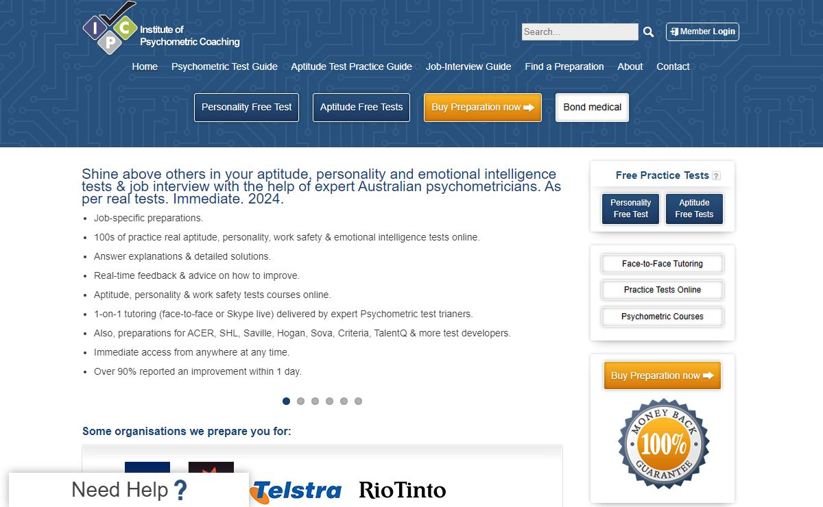 Australian Job-Specific Preparation For Aptitude, Reasoning, Personality & Emotional Intelligence Tests, 1000’S Of Real Practice Tests With Timer, Full Feedback, Step By Step Solutions, Face-To-Face Tutoring, Test Courses Online, Developed By Australian Psychometricians. Immediate Access.
