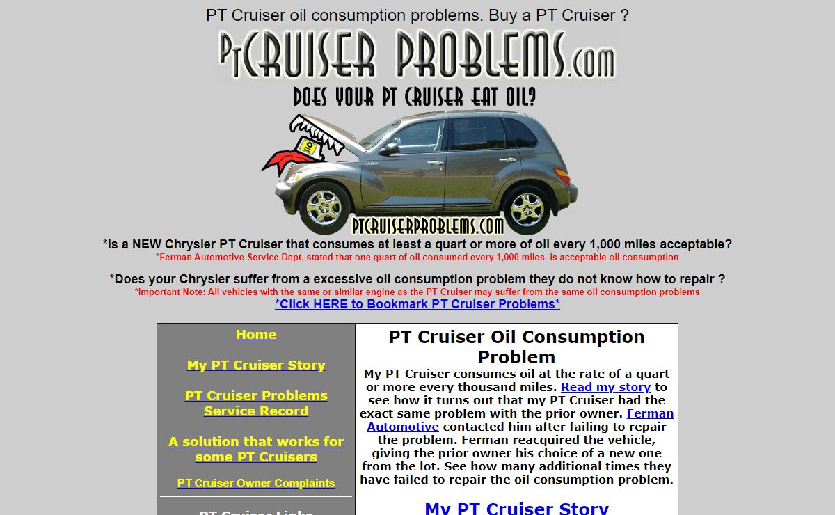 PT Cruiser oil consumption problems. Buy a PT Cruiser ?