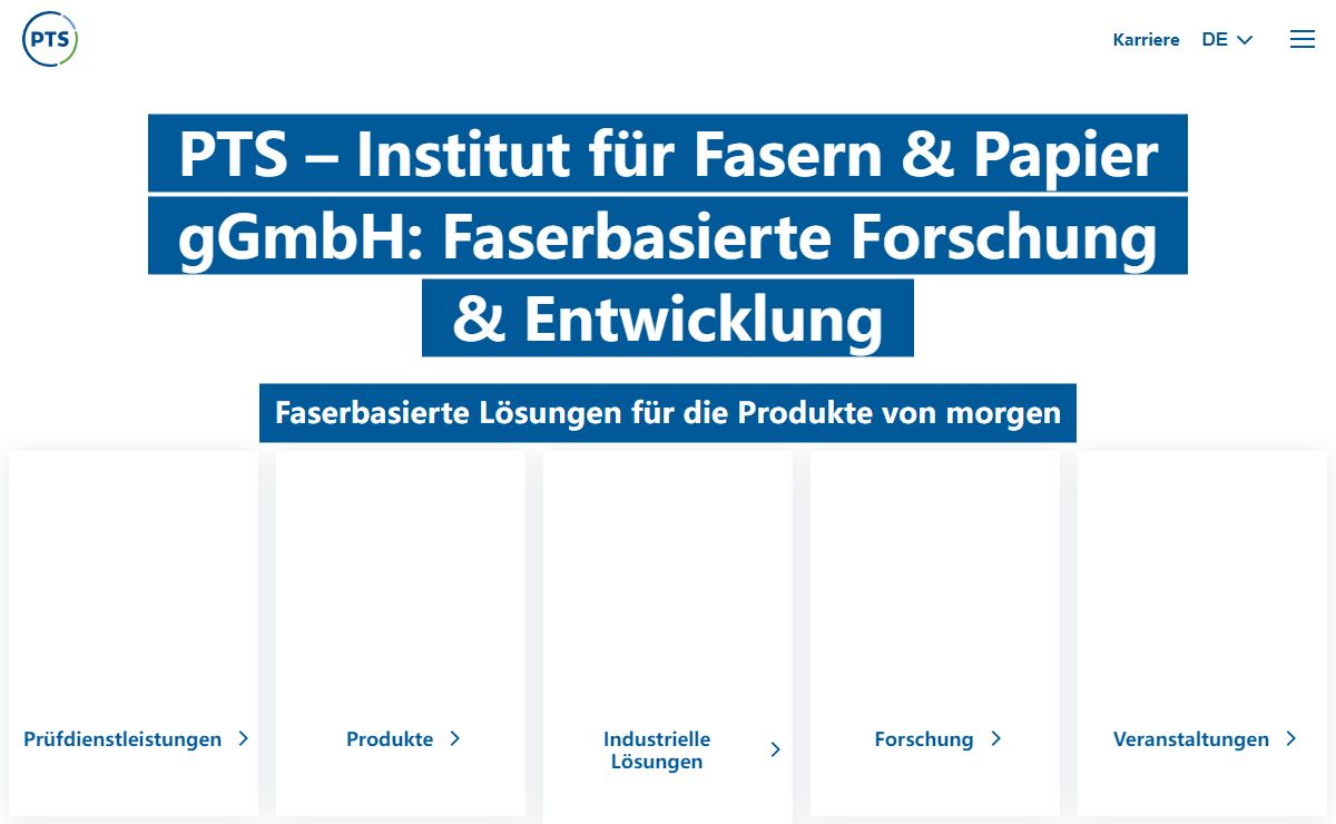 PTS – Institut für Fasern und Papier: Faserbasierte Forschung & Entwicklung | PTS Website