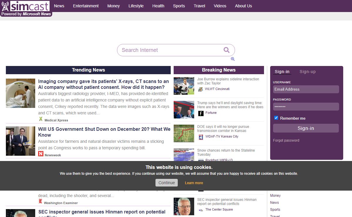 Simcast News portal.