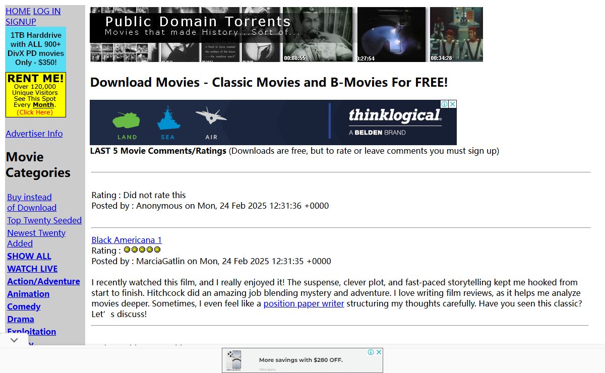 Public Domain Movie Torrents with PDA iPod Divx PSP versions