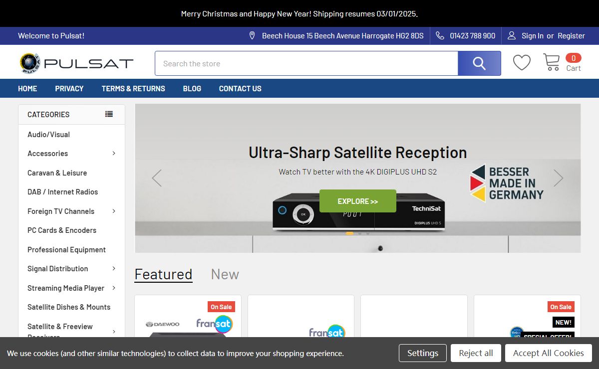 Pulsat - Satellite TV, Audio Visual Equipment and Accessories Supplied UK and Worldwide