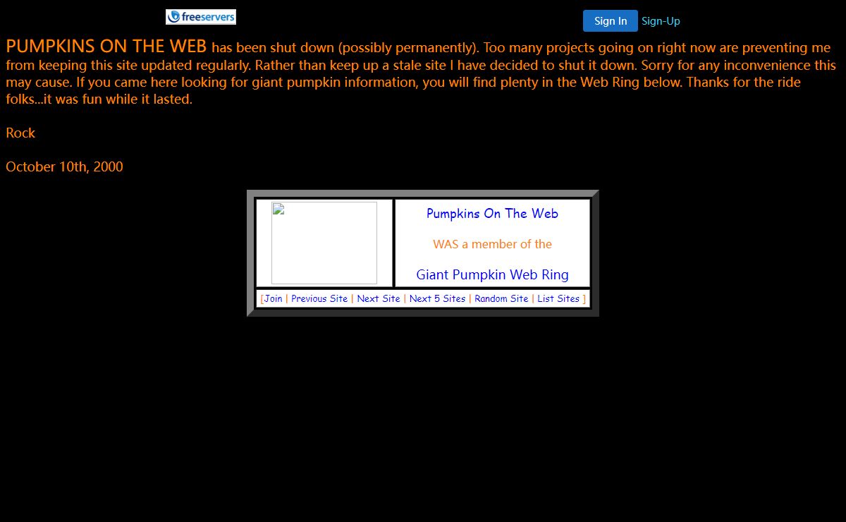 PUMPKINS ON THE WEB