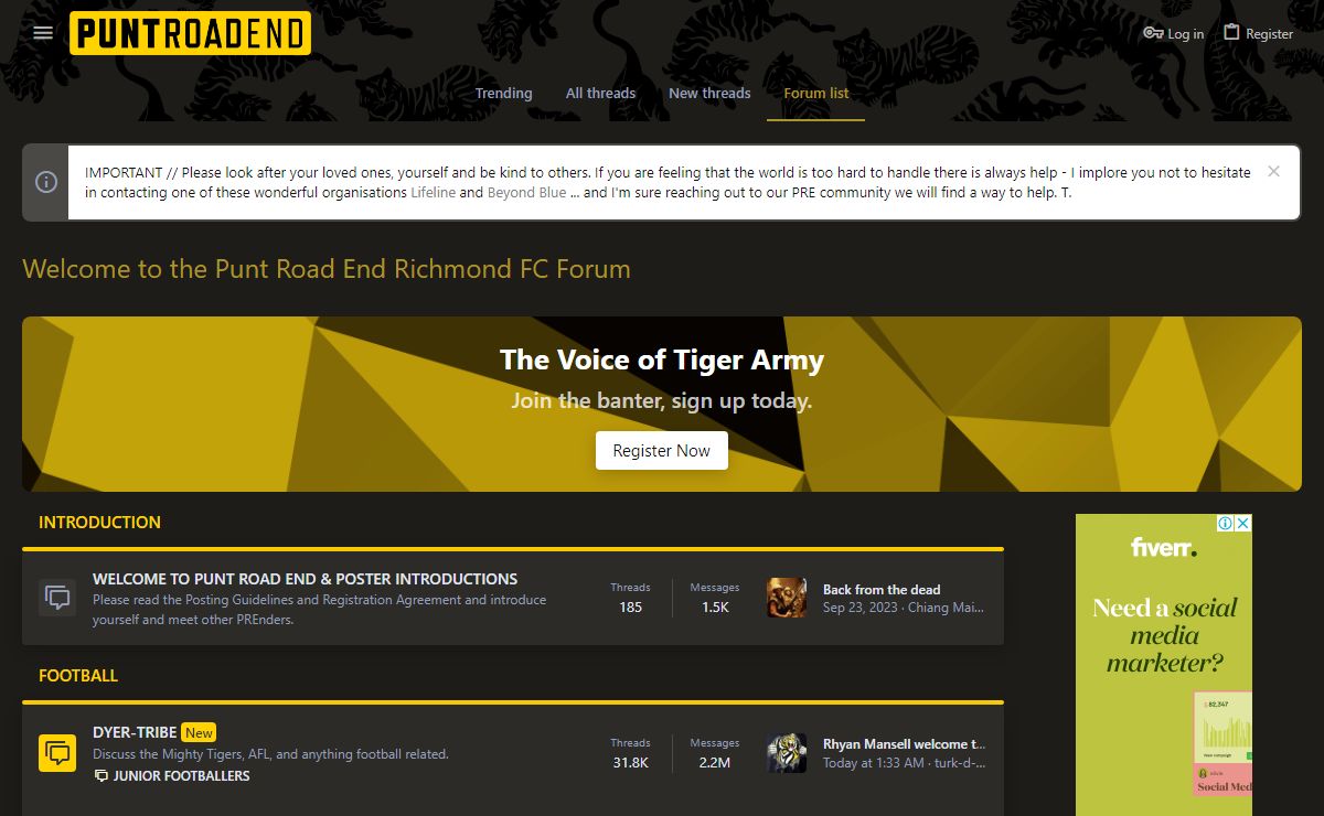 PUNT ROAD END | Richmond Tigers Forum