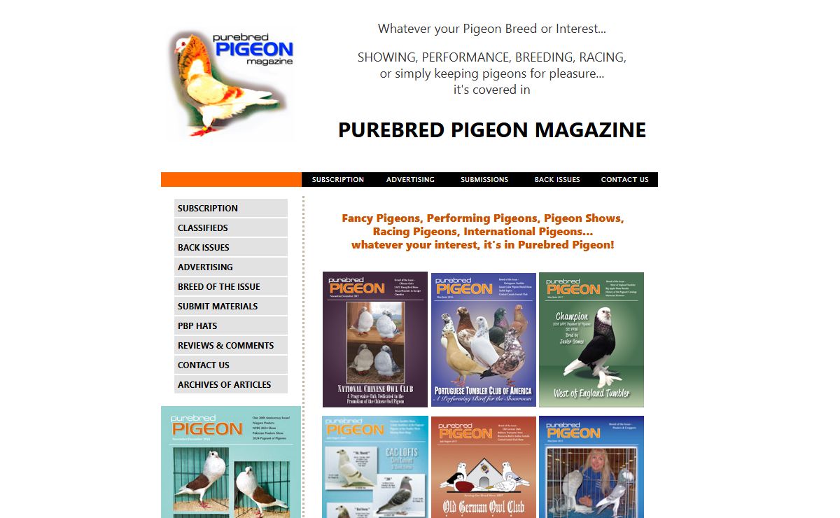 Pigeon Magazine | Fancy Pigeons | Performing Pigeons | Racing Pigeons | Purebred Show Pigeons