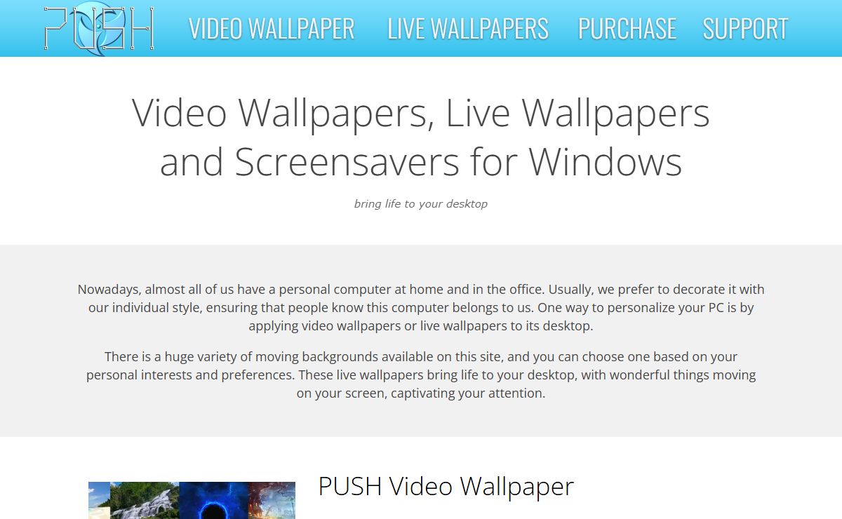PUSH Entertainment: Video Wallpapers, Live Wallpapers and Screen Savers for Windows