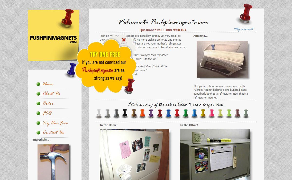 Pushpin Magnets - Incredibly Strong Pushpin, Office & Refrigerator Magnets in Thirteen Styles