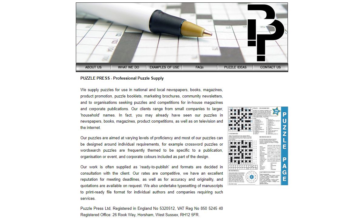 Puzzle Press Ltd - Crossword puzzles, wordsearch puzzles, sudoku puzzles, codeword puzzles, etc