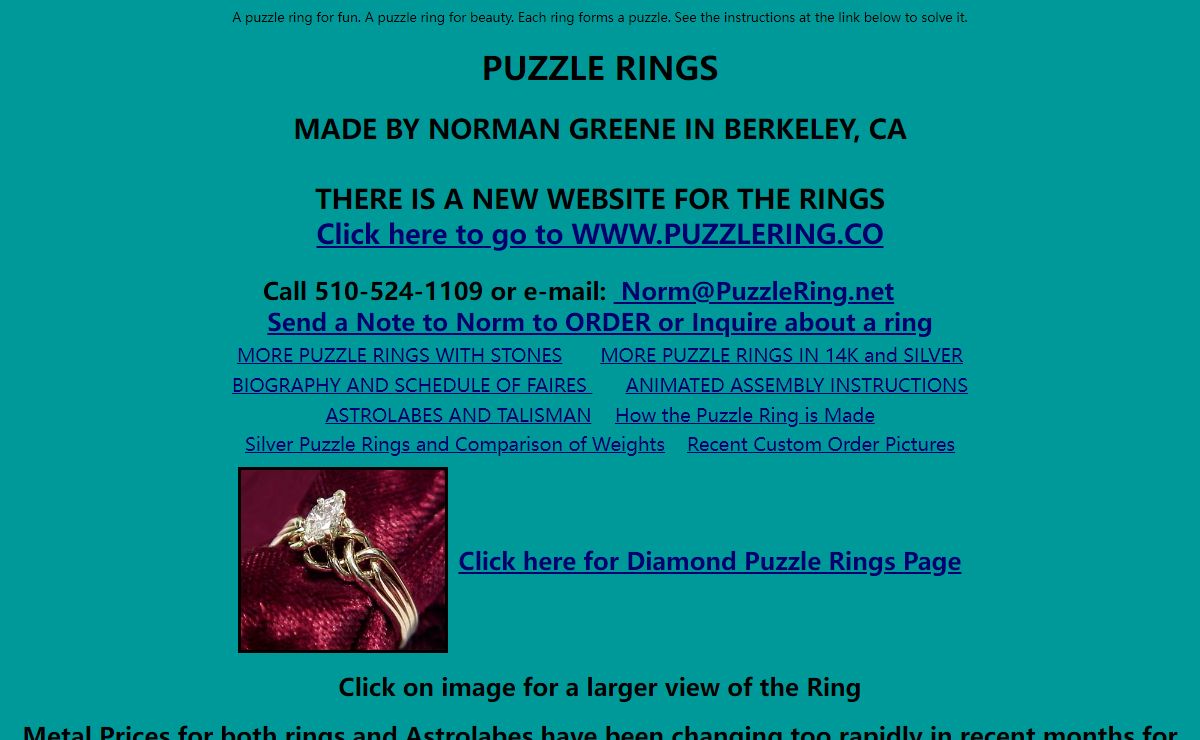 Puzzle Ring(s) Crafted by Norman Greene, Puzzle Ring Artist