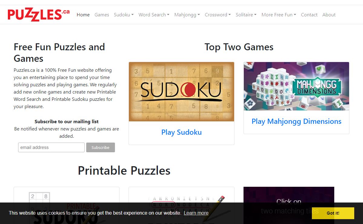 Free Fun Puzzles & Games | Puzzles.ca