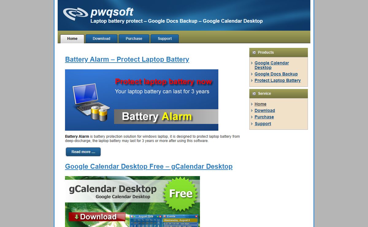 Laptop battery protect , battery alarm, Google docs backup, Google calendar desktop